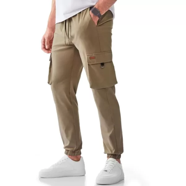 JMIERR Mens Cargo Pants Casual Lightweight Elastic Waist Drawstring Tapered Pant with Pockets