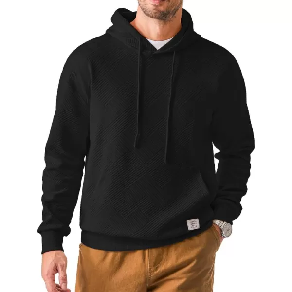 JMIERR Men's Hoodies Sweatshirts Geometric Texture Hooded Collar Drawstring Long Sleeve Casual Pullover Shirt