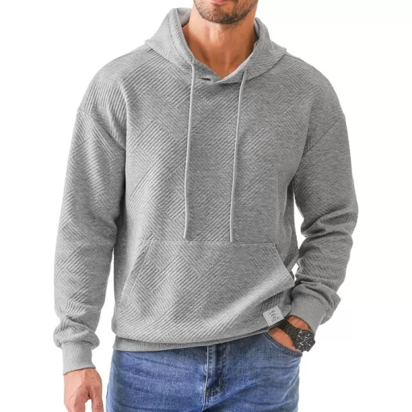 JMIERR Men's Hoodies Sweatshirts Geometric Texture Hooded Collar Drawstring Long Sleeve Casual Pullover Shirt