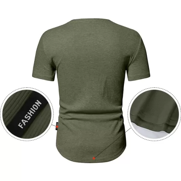 JMIERR Men's Muscle Slim Henley Shirts Crewneck Longline T-Shirt Gym Workout Athletic Shirt Tees with Button