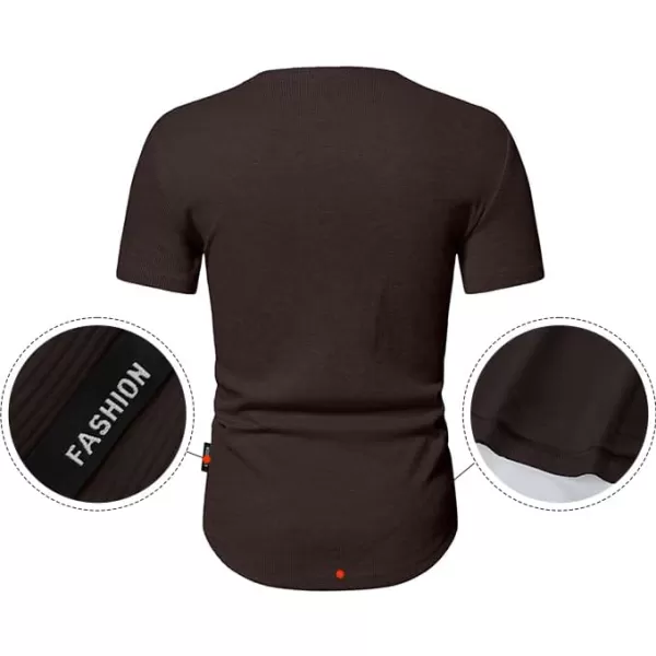 JMIERR Men's Muscle Slim Henley Shirts Crewneck Longline T-Shirt Gym Workout Athletic Shirt Tees with Button
