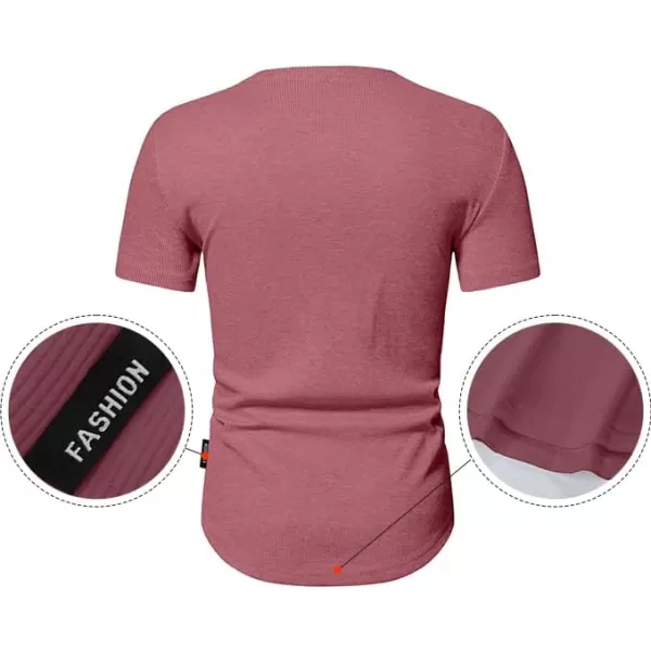 JMIERR Men's Muscle Slim Henley Shirts Crewneck Longline T-Shirt Gym Workout Athletic Shirt Tees with Button