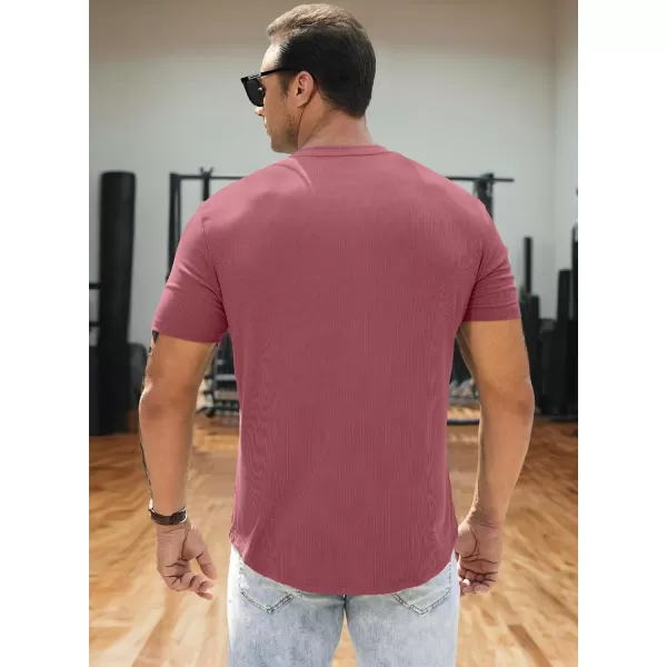 JMIERR Men's Muscle Slim Henley Shirts Crewneck Longline T-Shirt Gym Workout Athletic Shirt Tees with Button