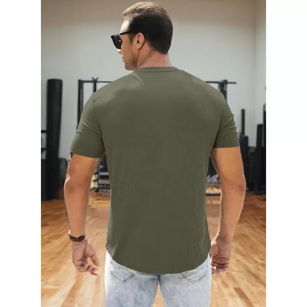 JMIERR Men's Muscle Slim Henley Shirts Crewneck Longline T-Shirt Gym Workout Athletic Shirt Tees with Button
