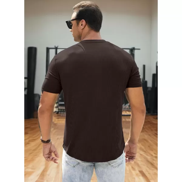 JMIERR Men's Muscle Slim Henley Shirts Crewneck Longline T-Shirt Gym Workout Athletic Shirt Tees with Button