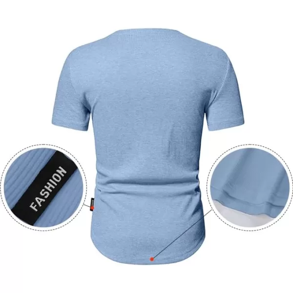 JMIERR Men's Muscle Slim Henley Shirts Crewneck Longline T-Shirt Gym Workout Athletic Shirt Tees with Button