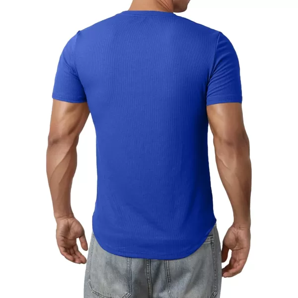 JMIERR Mens Muscle Slim T Shirt V-Neck Longline Henley Shirt Gym Workout Athletic Tee Shirts