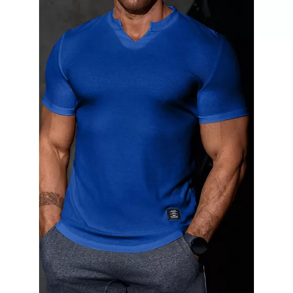 JMIERR Mens Muscle Slim T Shirt V-Neck Longline Henley Shirt Gym Workout Athletic Tee Shirts
