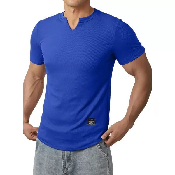 JMIERR Mens Muscle Slim T Shirt V-Neck Longline Henley Shirt Gym Workout Athletic Tee Shirts