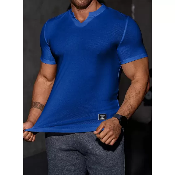 JMIERR Mens Muscle Slim T Shirt V-Neck Longline Henley Shirt Gym Workout Athletic Tee Shirts