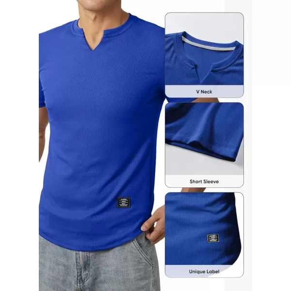 JMIERR Mens Muscle Slim T Shirt V-Neck Longline Henley Shirt Gym Workout Athletic Tee Shirts