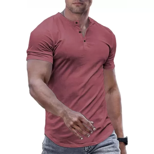 JMIERR Men's Muscle Slim Henley Shirts Crewneck Longline T-Shirt Gym Workout Athletic Shirt Tees with Button