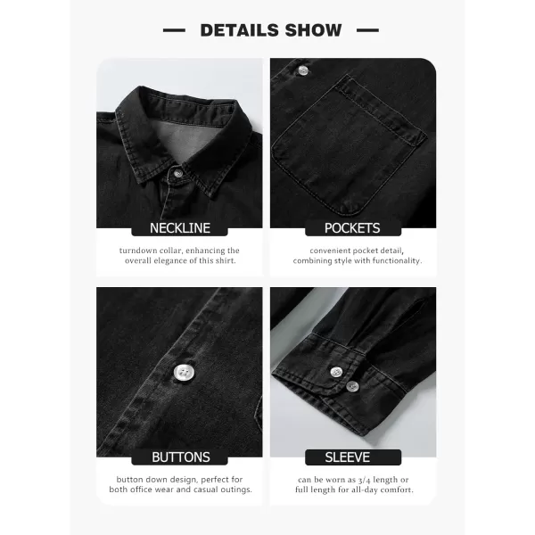JMIERR Mens Denim Shirts Casual 100% Cotton Long Sleeve Button Down Shirt