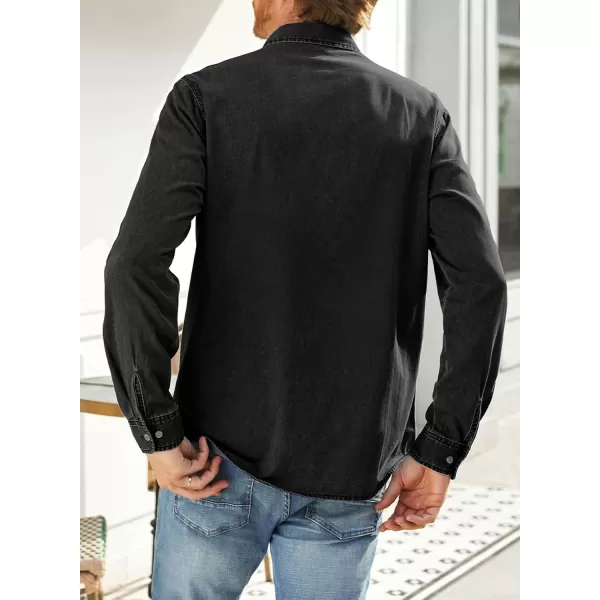 JMIERR Mens Denim Shirts Casual 100% Cotton Long Sleeve Button Down Shirt