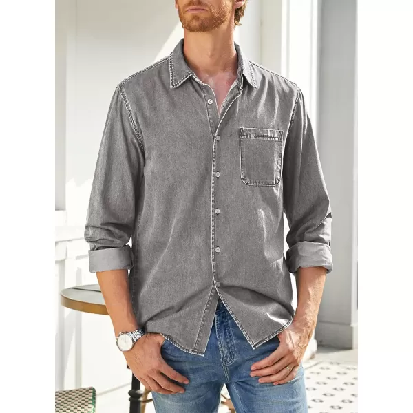 JMIERR Mens Denim Shirts Casual 100% Cotton Long Sleeve Button Down Shirt