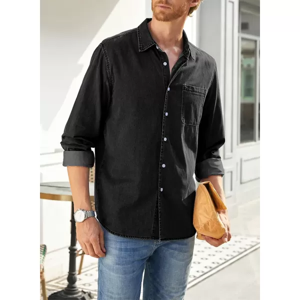 JMIERR Mens Denim Shirts Casual 100% Cotton Long Sleeve Button Down Shirt
