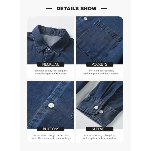 JMIERR Mens Denim Shirts Casual 100% Cotton Long Sleeve Button Down Shirt