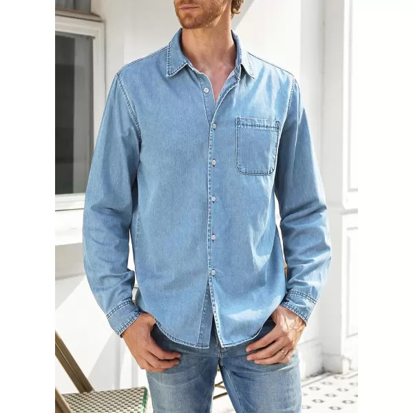 JMIERR Mens Denim Shirts Casual 100% Cotton Long Sleeve Button Down Shirt