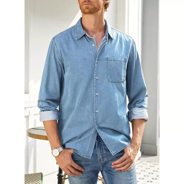 JMIERR Mens Denim Shirts Casual 100% Cotton Long Sleeve Button Down Shirt