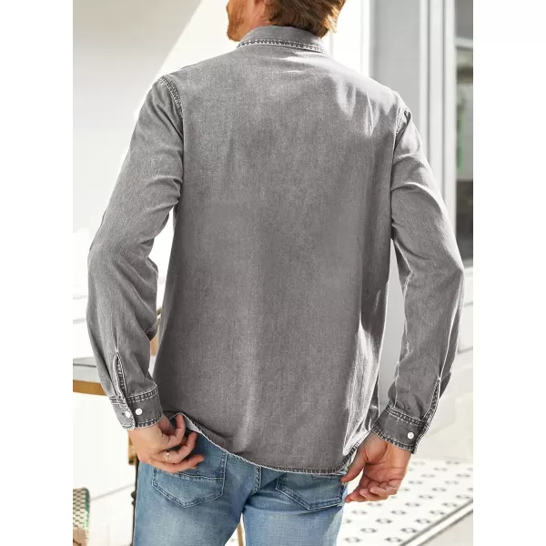 JMIERR Mens Denim Shirts Casual 100% Cotton Long Sleeve Button Down Shirt