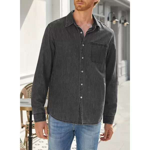 JMIERR Mens Denim Shirts Casual 100% Cotton Long Sleeve Button Down Shirt