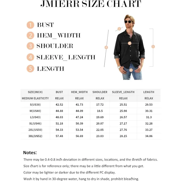 JMIERR Mens Denim Shirts Casual 100% Cotton Long Sleeve Button Down Shirt