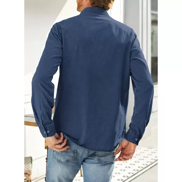 JMIERR Mens Denim Shirts Casual 100% Cotton Long Sleeve Button Down Shirt