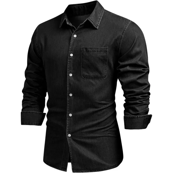 JMIERR Mens Denim Shirts Casual 100% Cotton Long Sleeve Button Down Shirt