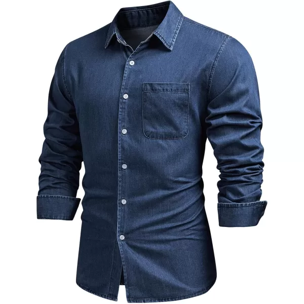 JMIERR Mens Denim Shirts Casual 100% Cotton Long Sleeve Button Down Shirt