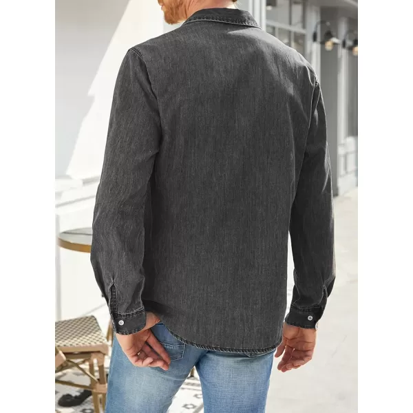 JMIERR Mens Denim Shirts Casual 100% Cotton Long Sleeve Button Down Shirt