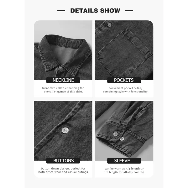 JMIERR Mens Denim Shirts Casual 100% Cotton Long Sleeve Button Down Shirt
