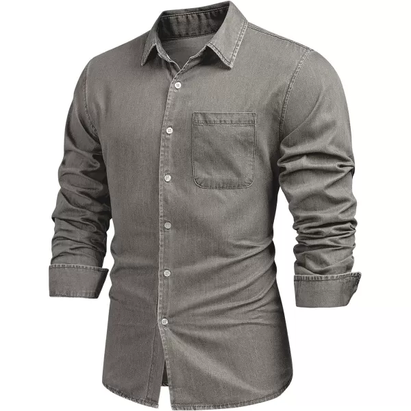 JMIERR Mens Denim Shirts Casual 100% Cotton Long Sleeve Button Down Shirt