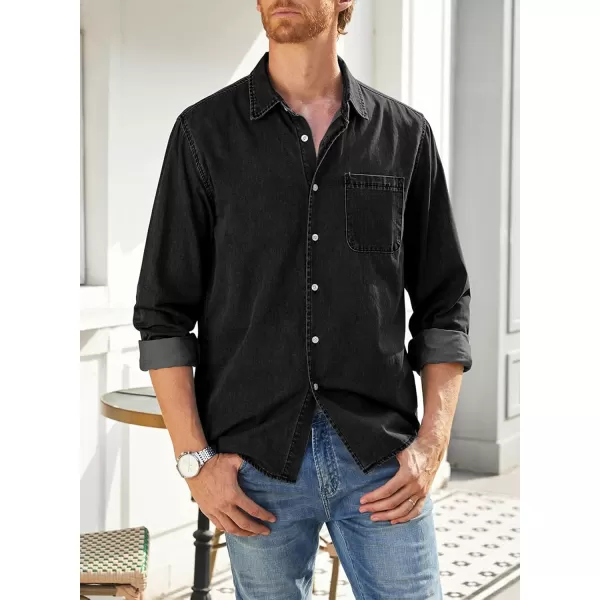 JMIERR Mens Denim Shirts Casual 100% Cotton Long Sleeve Button Down Shirt