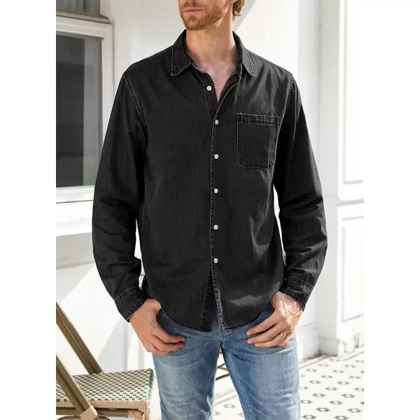 JMIERR Mens Denim Shirts Casual 100% Cotton Long Sleeve Button Down Shirt