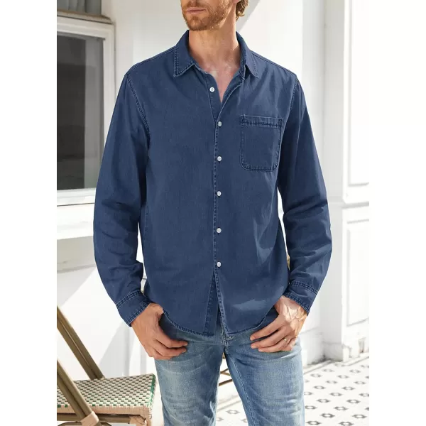 JMIERR Mens Denim Shirts Casual 100% Cotton Long Sleeve Button Down Shirt