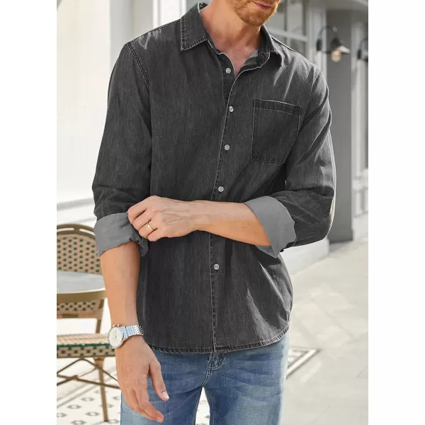 JMIERR Mens Denim Shirts Casual 100% Cotton Long Sleeve Button Down Shirt