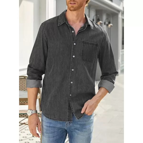 JMIERR Mens Denim Shirts Casual 100% Cotton Long Sleeve Button Down Shirt
