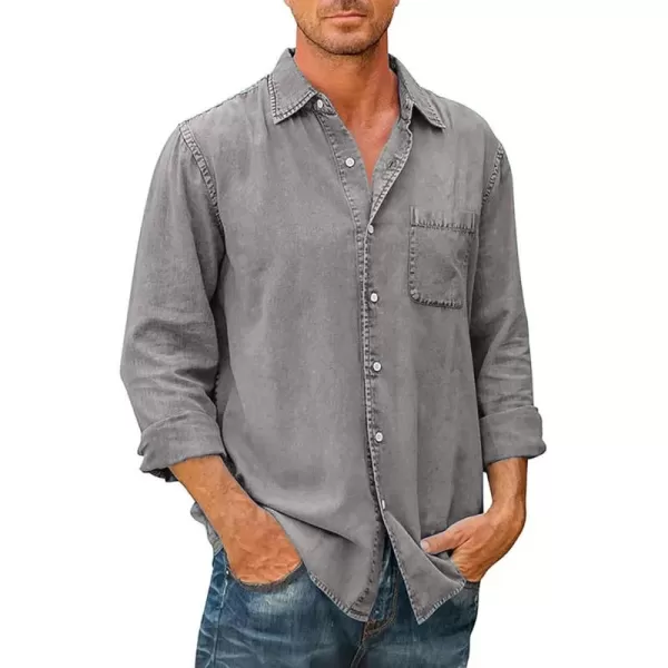 JMIERR Mens Denim Shirts Casual 100% Cotton Long Sleeve Button Down Shirt