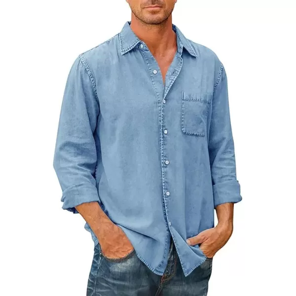 JMIERR Mens Denim Shirts Casual 100% Cotton Long Sleeve Button Down Shirt