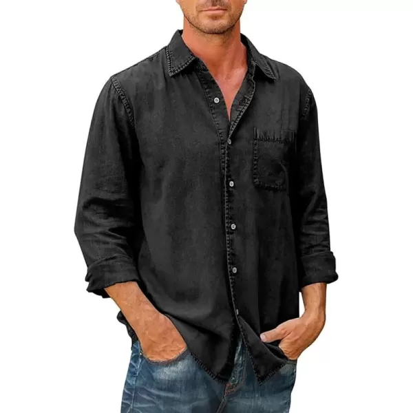 JMIERR Mens Denim Shirts Casual 100% Cotton Long Sleeve Button Down Shirt