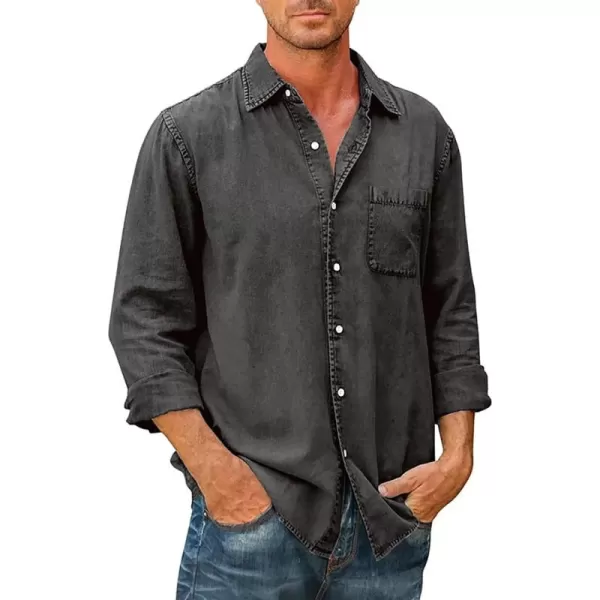 JMIERR Mens Denim Shirts Casual 100% Cotton Long Sleeve Button Down Shirt