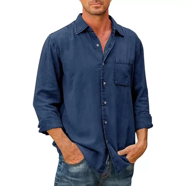 JMIERR Mens Denim Shirts Casual 100% Cotton Long Sleeve Button Down Shirt