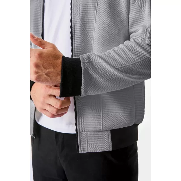 JMIERR Mens Casual Jacquard Bomber Jackets Color-Block Lightweight Varsity Jacket Fashion Zipper Coat with Pockets