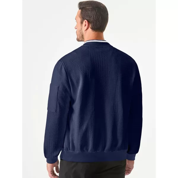 JMIERR Mens Casual Jacquard Bomber Jackets Color-Block Lightweight Varsity Jacket Fashion Zipper Coat with Pockets