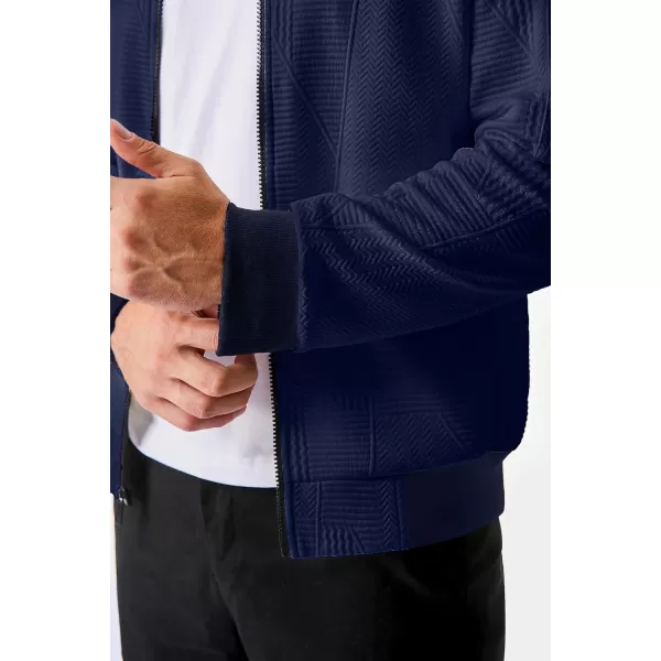 JMIERR Mens Casual Jacquard Bomber Jackets Color-Block Lightweight Varsity Jacket Fashion Zipper Coat with Pockets