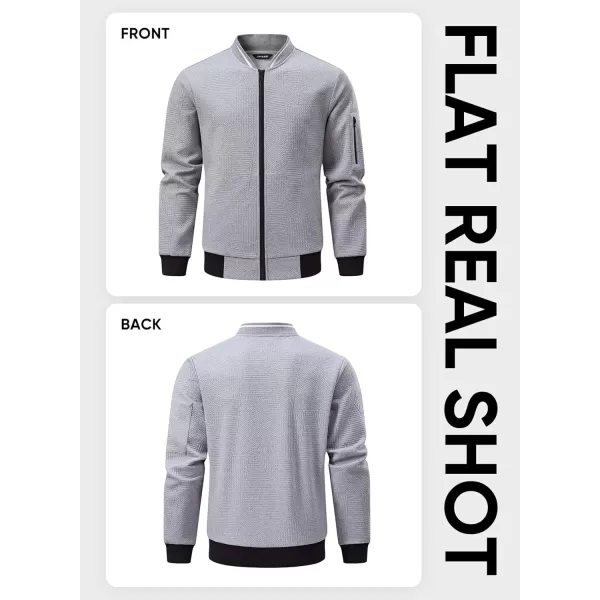 JMIERR Mens Casual Jacquard Bomber Jackets Color-Block Lightweight Varsity Jacket Fashion Zipper Coat with Pockets