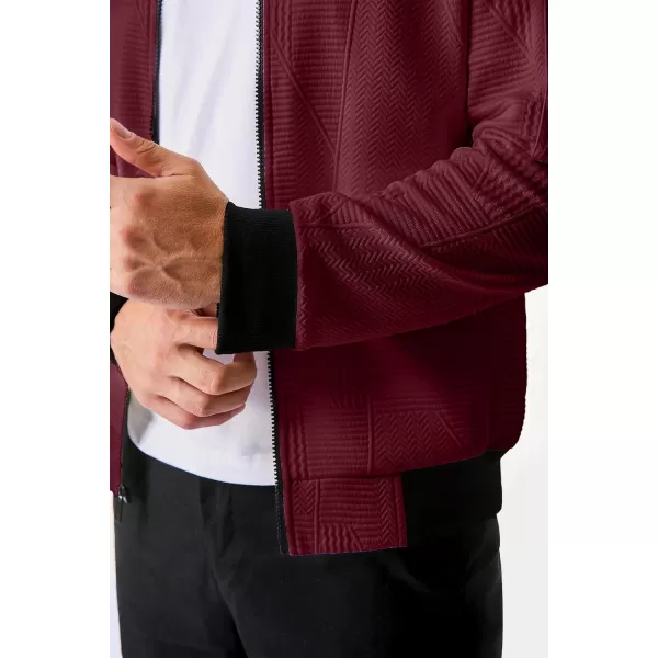 JMIERR Mens Casual Jacquard Bomber Jackets Color-Block Lightweight Varsity Jacket Fashion Zipper Coat with Pockets