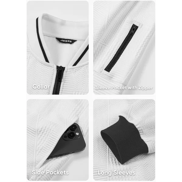 JMIERR Mens Casual Jacquard Bomber Jackets Color-Block Lightweight Varsity Jacket Fashion Zipper Coat with Pockets