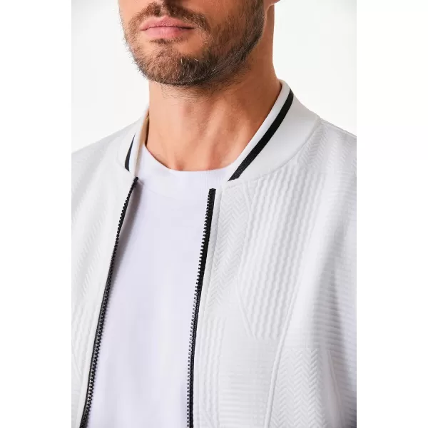 JMIERR Mens Casual Jacquard Bomber Jackets Color-Block Lightweight Varsity Jacket Fashion Zipper Coat with Pockets