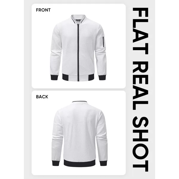 JMIERR Mens Casual Jacquard Bomber Jackets Color-Block Lightweight Varsity Jacket Fashion Zipper Coat with Pockets